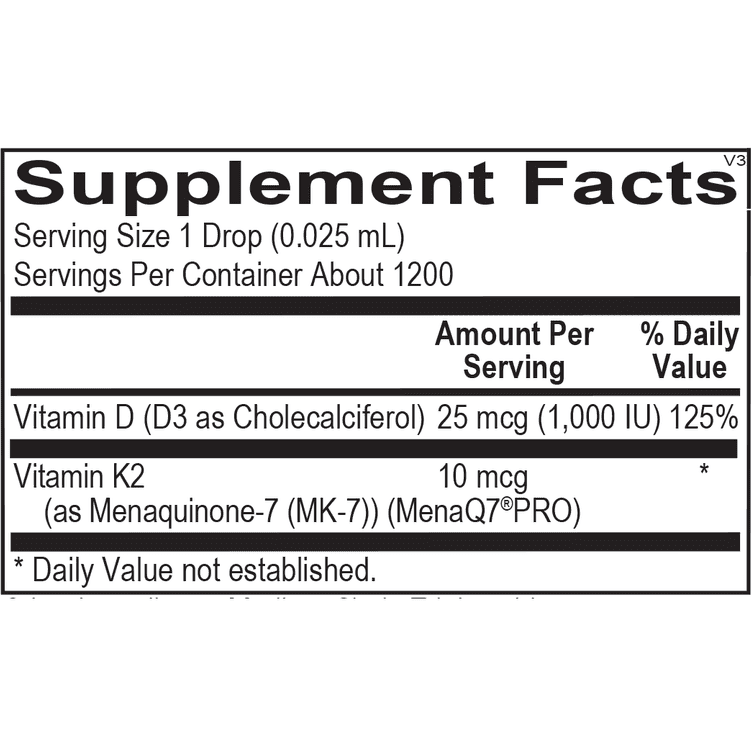 Dr. Saadia's Dietary Supplement Liquid Vitamin D3 w/ K2 (600 servings)