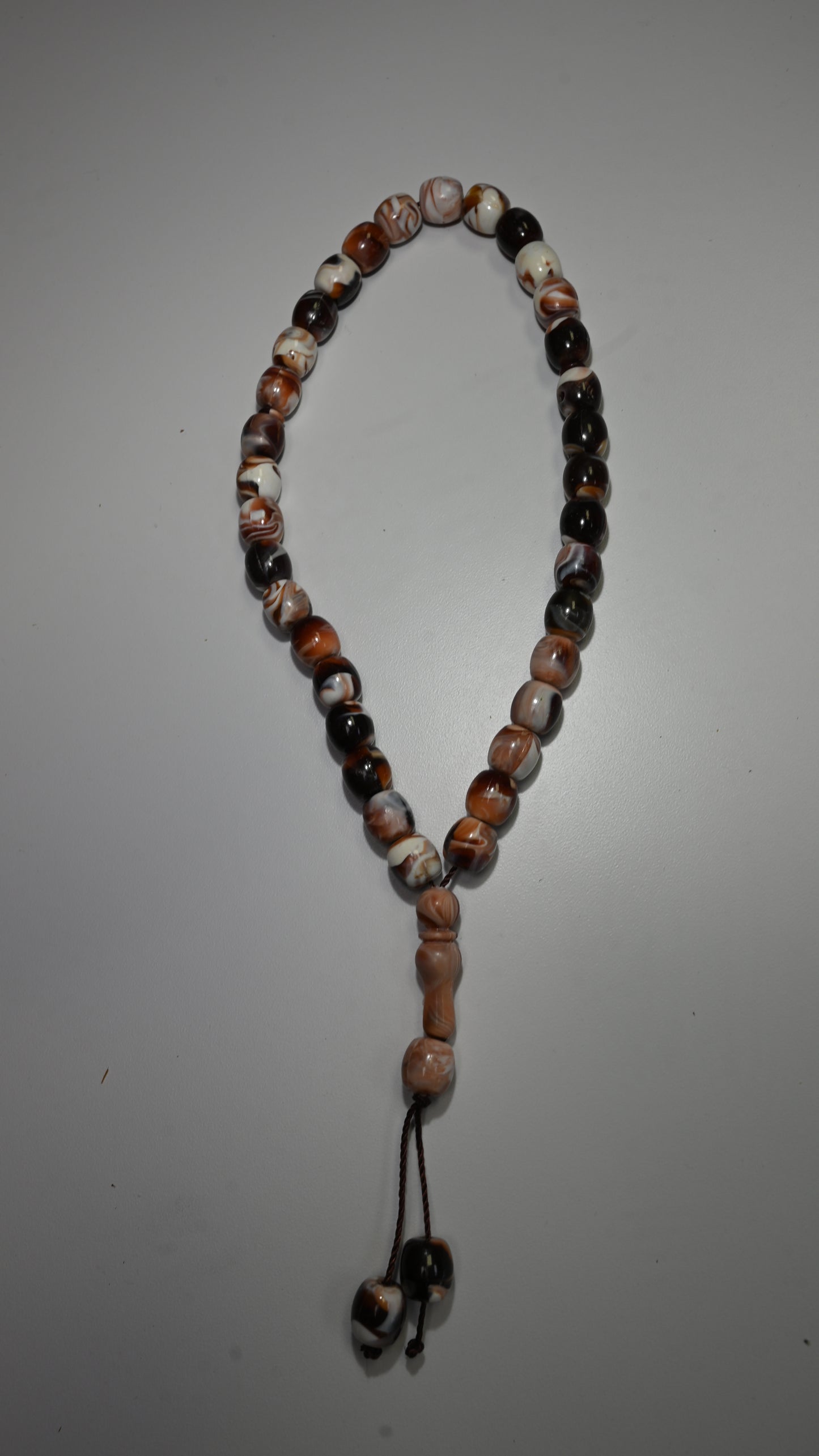 33 Brown, Red and White Marble Dhikr Beads