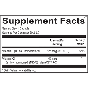 Dr Saadia's Vitamin D 5,000 IU w /K2 (60 capsules)