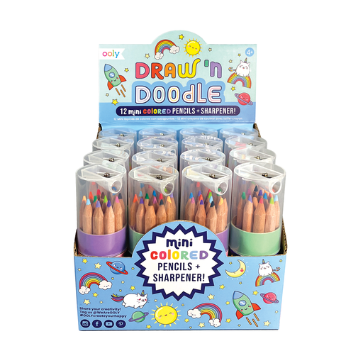 ooly: Draw 'n' Doodle Mini Colored Pencils + Sharpener, Set of 12