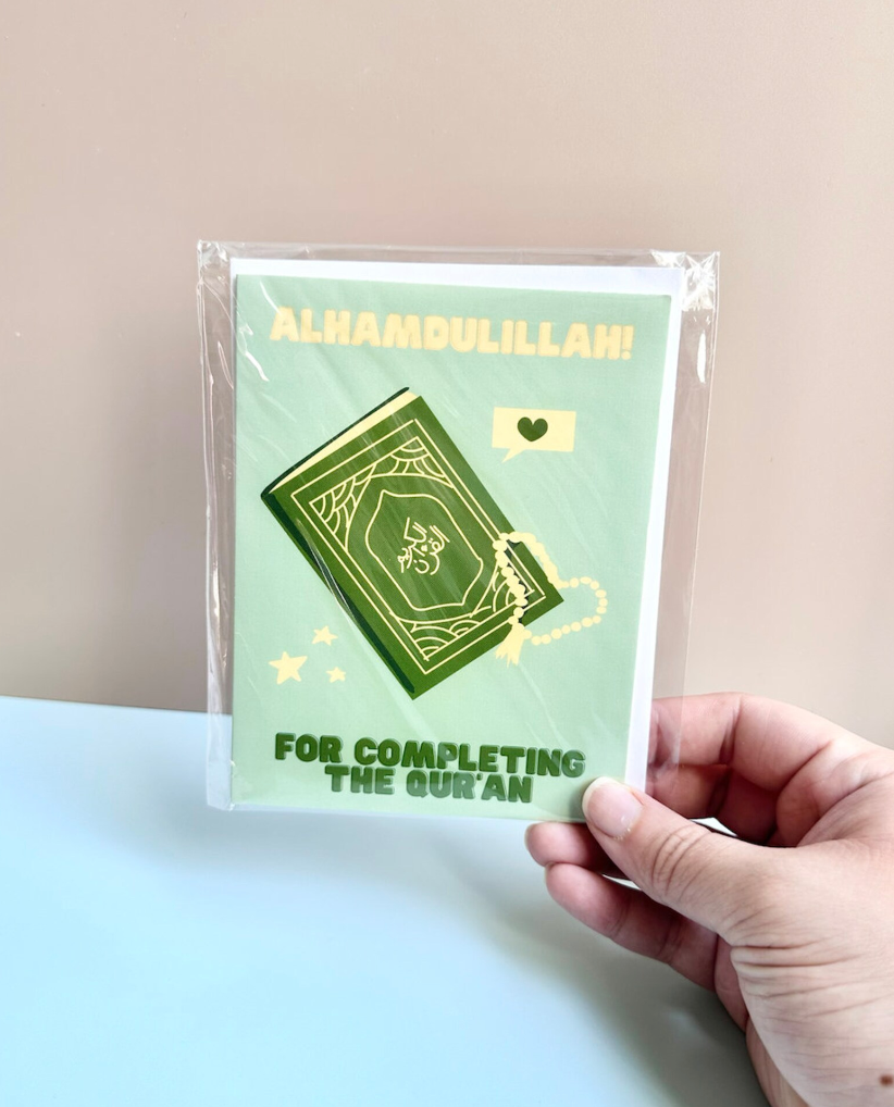 Alhamdulillah For Completing The Quran Green Greeting Card