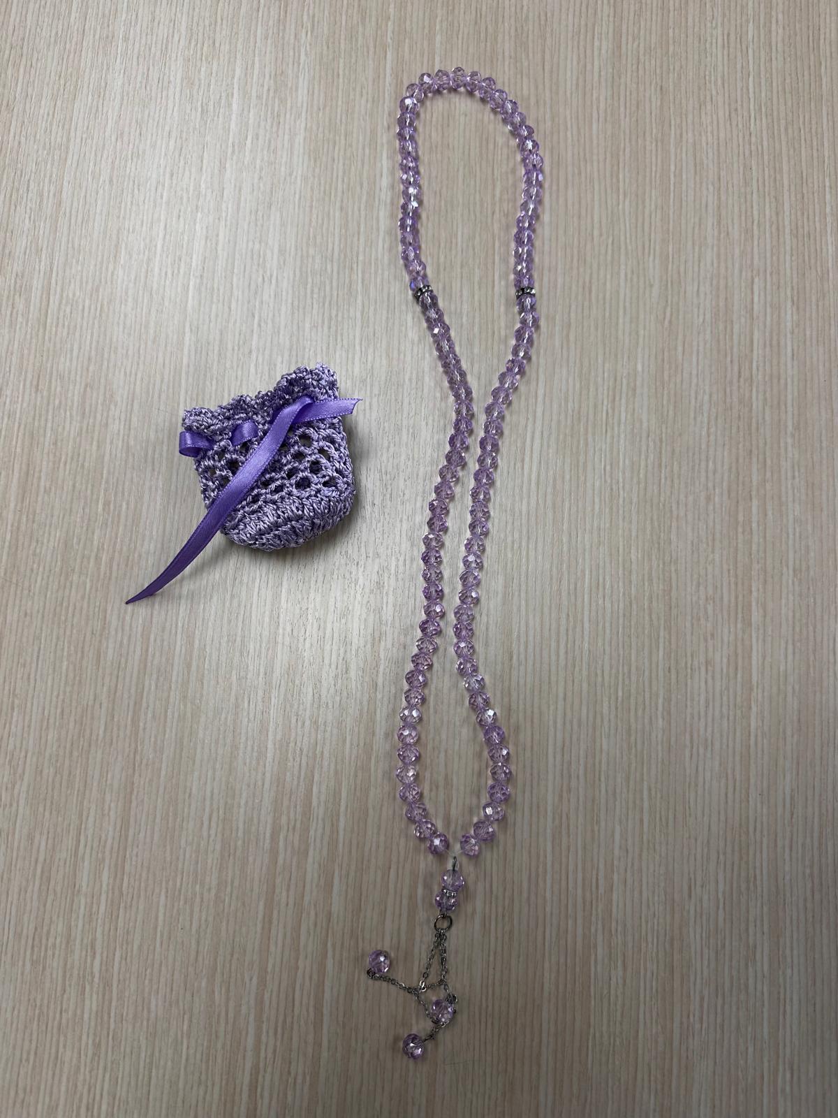 Purple Large Dhikr Beads in Handmade Crocheted Case