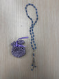 Blue and Clear Small Dhikr Beads in Handmade Crocheted Case