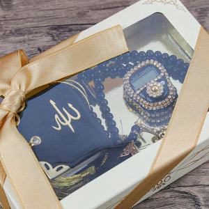Black Rosary Digital Zikr, Tasbih Beads and Mini Quran (Gift Set of 3)
