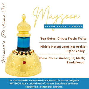 Maysoon Perfume Oil Clean Fresh & Amber Women's Fragrance