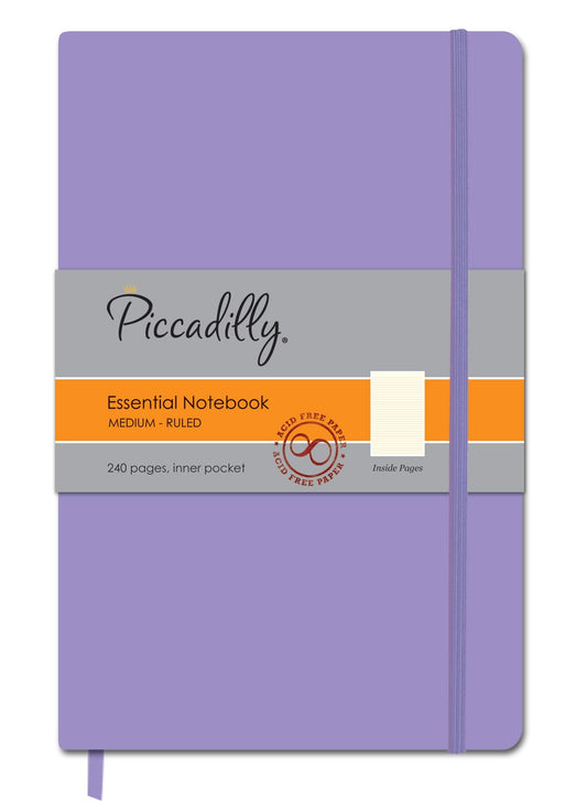 Piccadilly Ruled Notebook w/ Inner Pocket & Elastic Closure