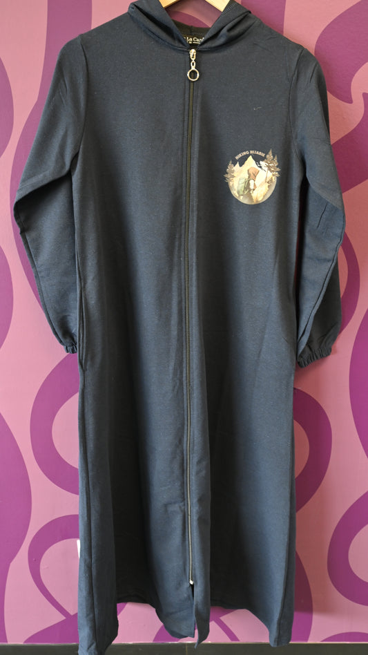 Hiking Hijabi - Navy Zipper Abaya with Hoodie