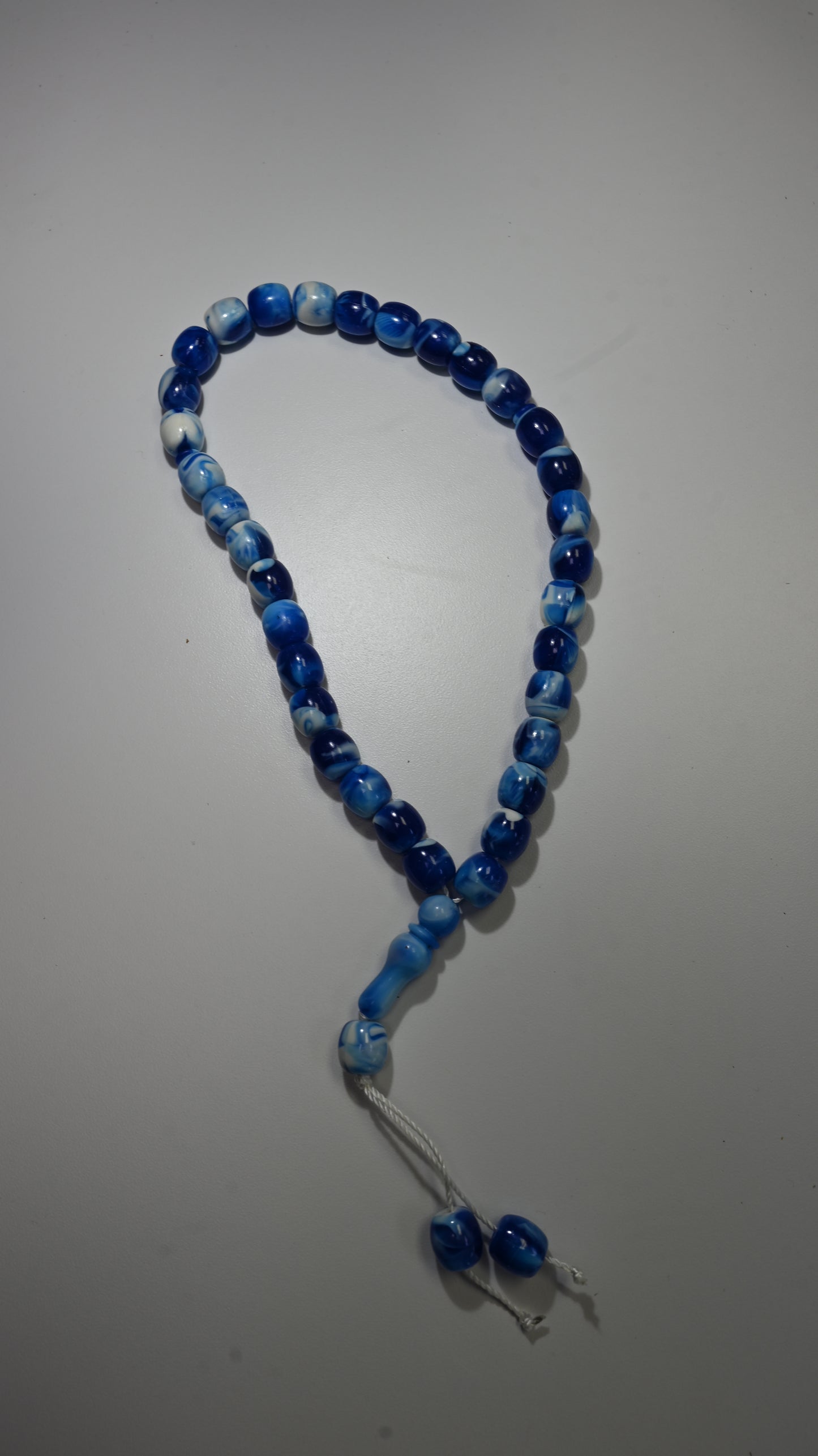 33 Blue + White Marble Dhikr Beads