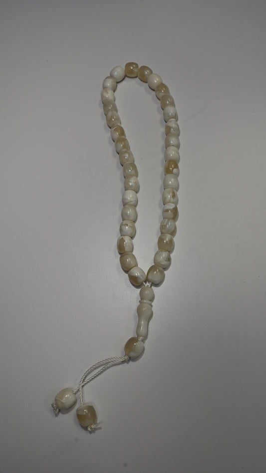 33 White Marble Dhikr Beads
