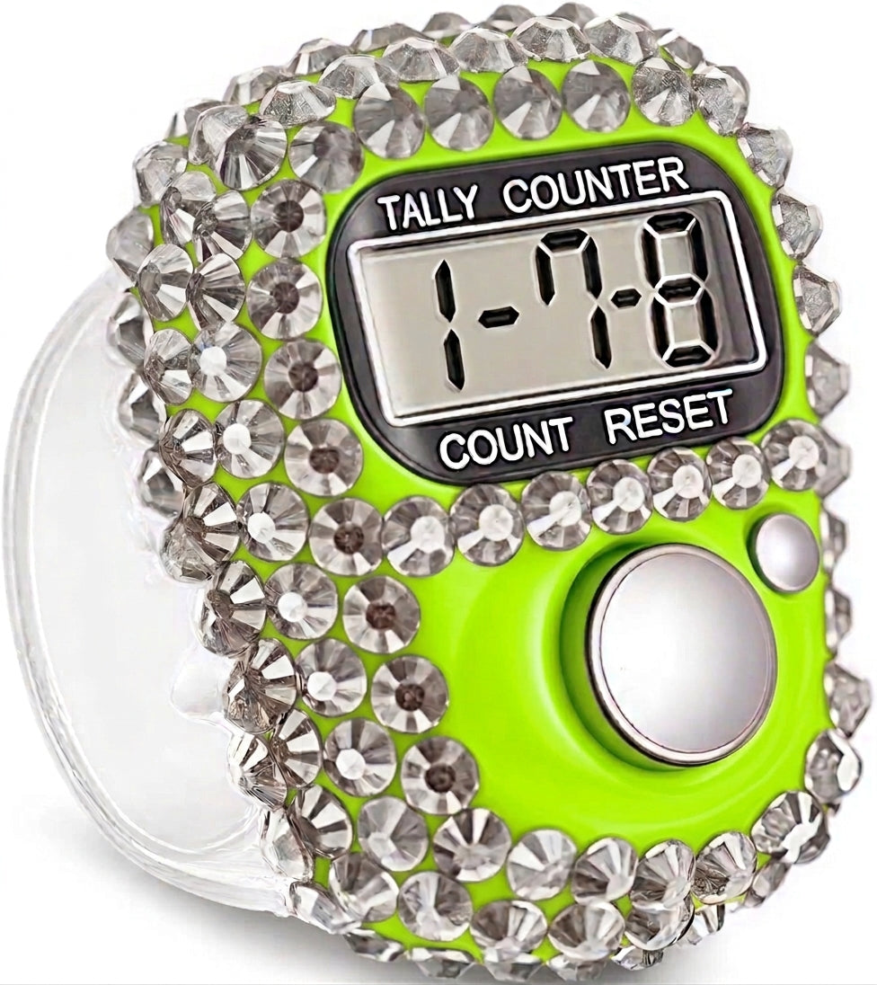 Green bedazzled silver dhikr clicker