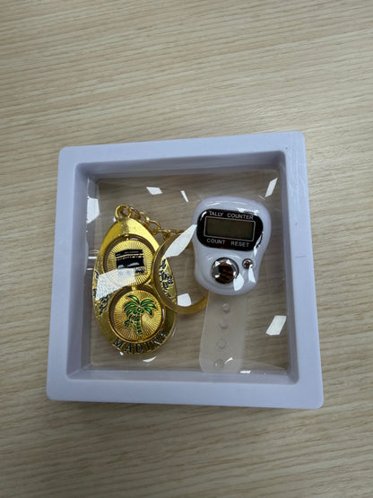 Dhikr Clicker Gift Set – Digital Tally Counter with Keychain (White)