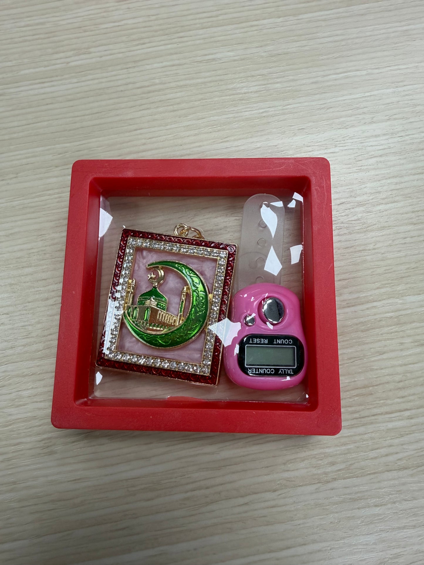 Dhikr Clicker Gift Set – Digital Tally Counter with Keychain (Light Pink)