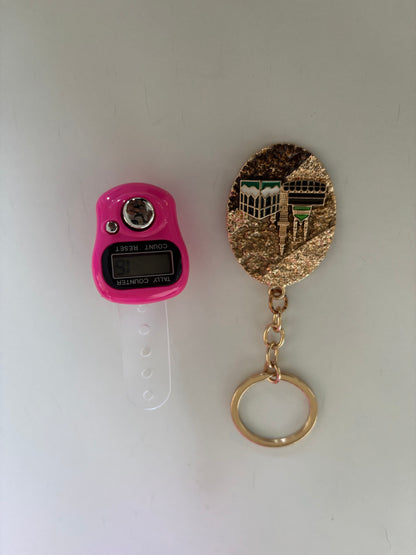 Dhikr Clicker Gift Set – Digital Tally Counter with Keychain (Pink)