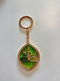 Gold and Green Makkah & Madinah Teardrop Keychain