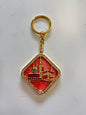 Gold and Pink Makkah & Madinah Diamond-shaped Keychain