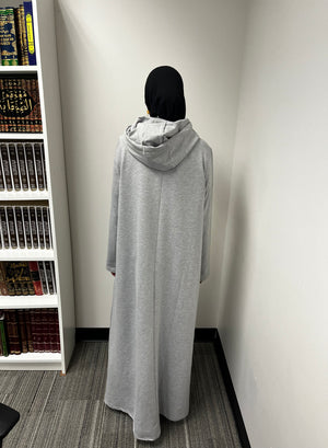 Hiking Hijabi: Grey Hooded Sweater Dress