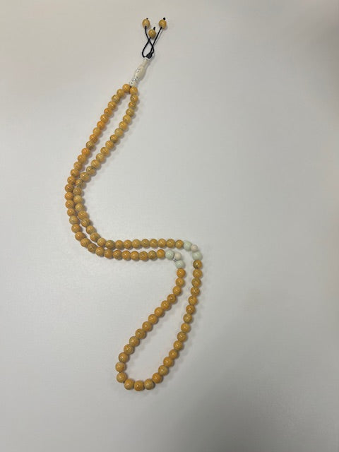 100 Yellow Dhikr Beads with White Ends