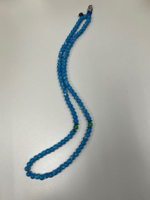 100 Dhikr Beads: Blue with White Splatterpaint  and Clear/Colorful Beads