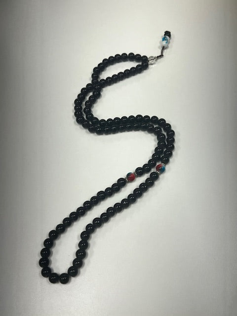 100 Dhikr Beads: Black with white, red and blue splatterpaint beads