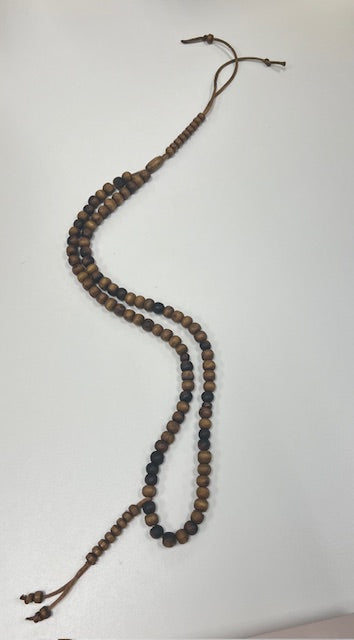 100 Dhikr Dark Brown Zeytun Tree Wooden Beads with Light Brown