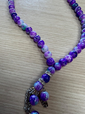 99 Purple Splatter Paint Glass Dhikr Beads