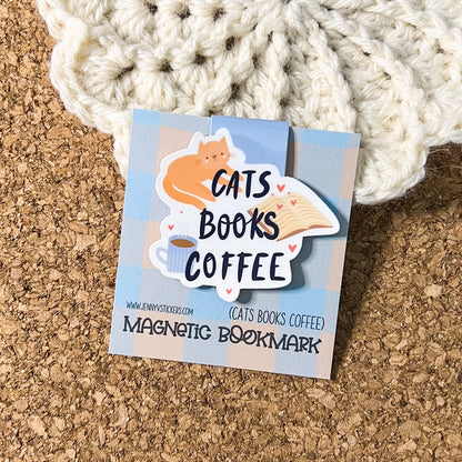 Cats, Books and Coffee Magnetic Bookmark