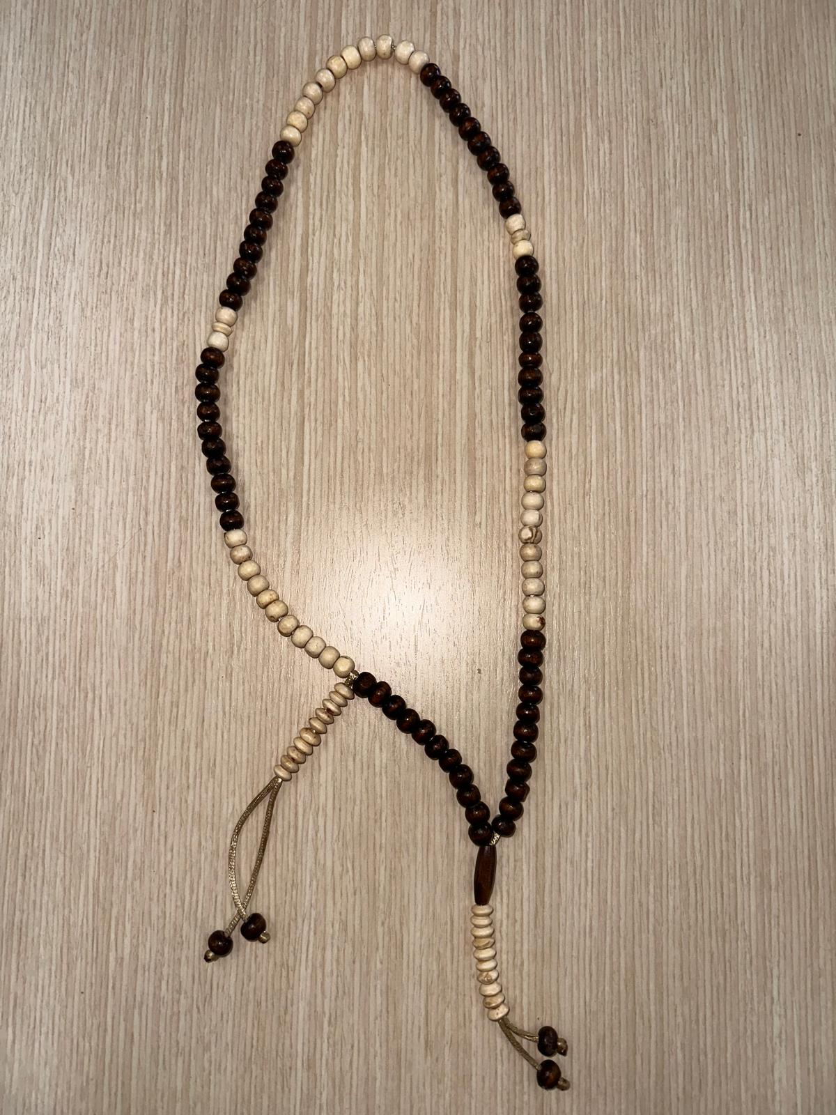 99 Cream & Brown Mix Wooden Dhikr Beads