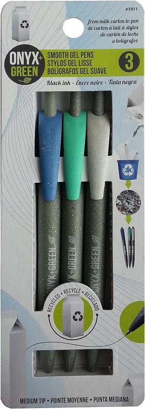 Onyx + Green Smooth Gel Pens Set of 3