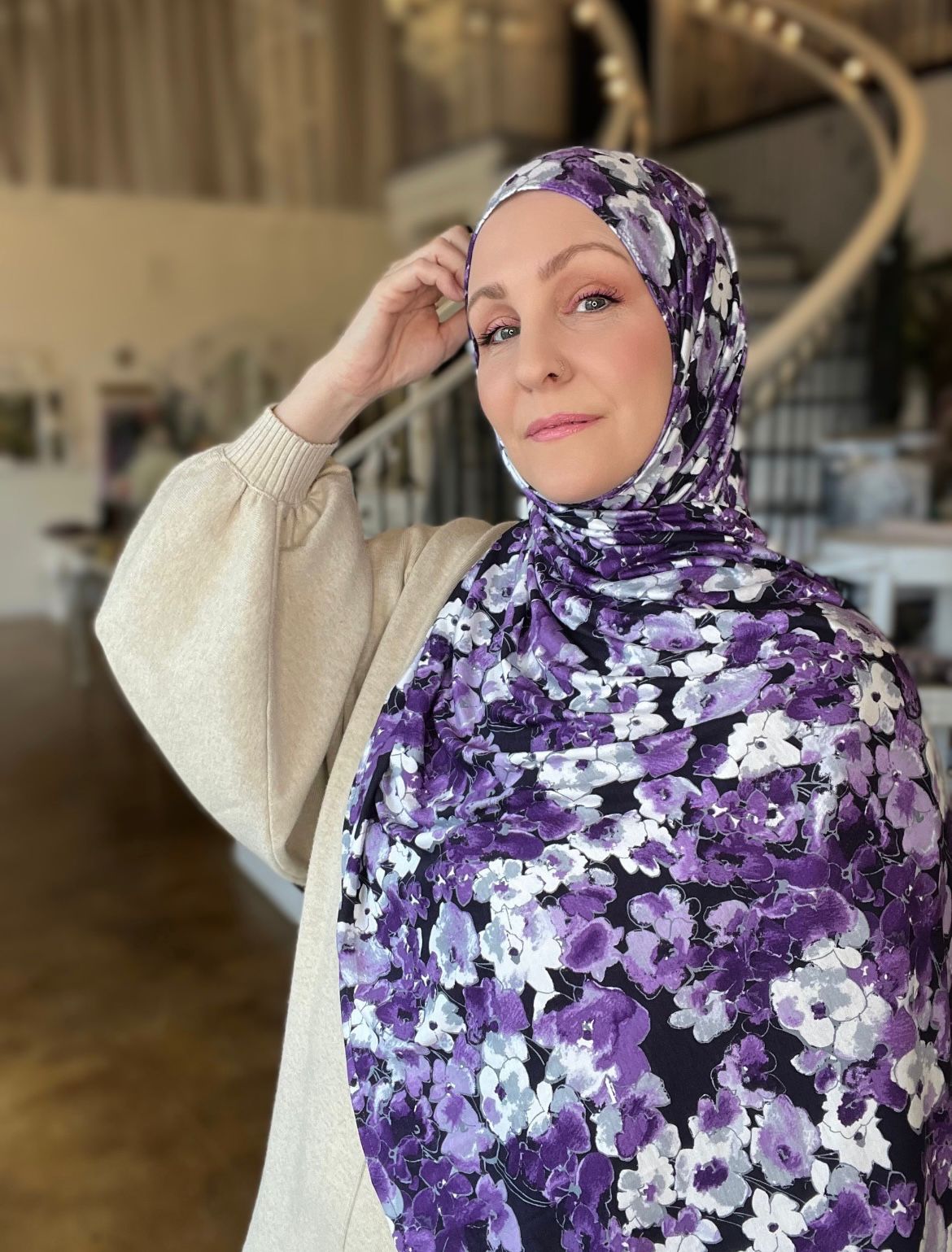 Michaela Corning: Printed Jersey Hijab: Wild Flowers