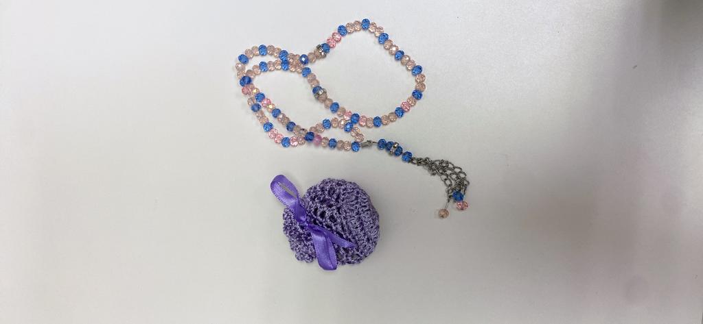 Small Dhikr Beads in Handmade Crocheted Case